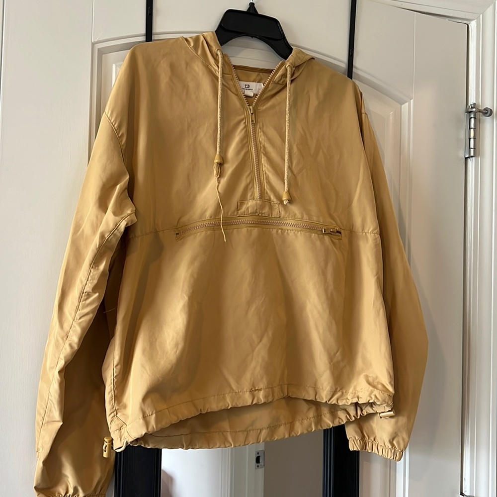 Yellow half zip wind breaker